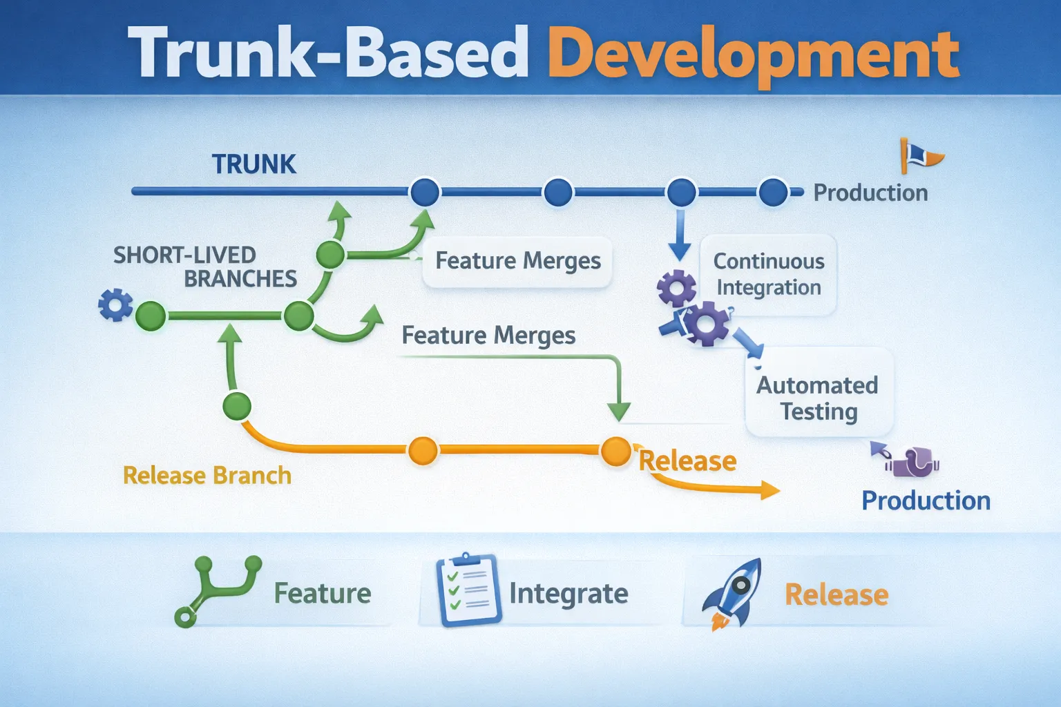 Trunk-Based Development workflow diagram